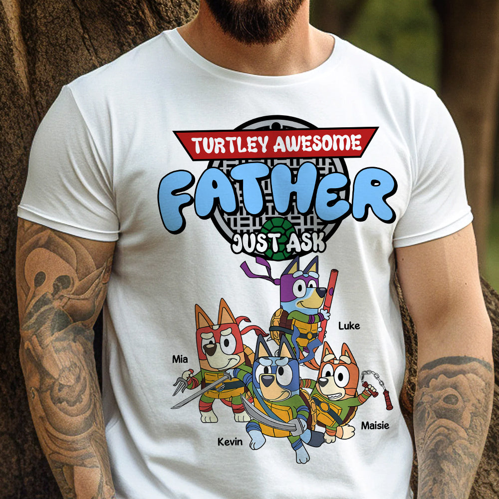 Turtley Awesome Father T-Shirt - Personalized Ninja Turtle Family Design