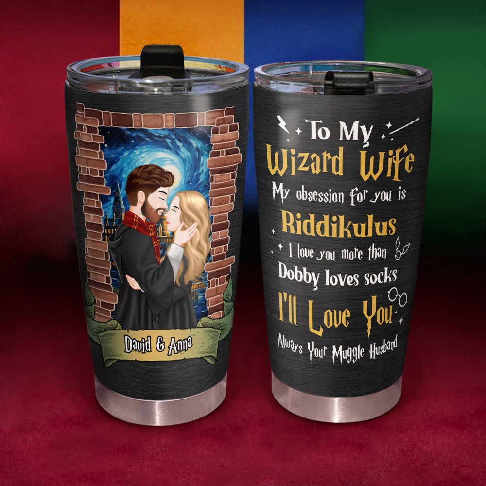 Personalized Wizard Wife Tumbler - Magic Couple Design