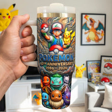 Load image into Gallery viewer, Celebrate 40 Years of Pokémon - Personalized Monster Trainer Tumbler - Unique Gift for Pokémon Fans Tumbler Cup PopCulturePrints
