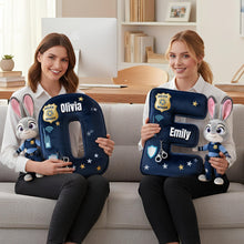 Load image into Gallery viewer, Cute Police Buddy Initial Pillow - Personalized Gift for Police Officers Pillow PopCulturePrints
