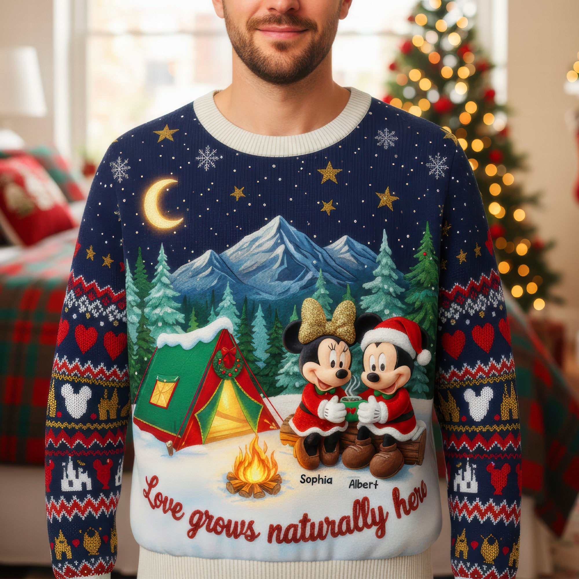 Love Grows Naturally Here – Camping Couple Ugly Sweater | Personalized Gifts For Couples AOP Products PopCulturePrints