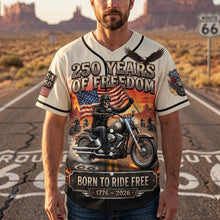 Load image into Gallery viewer, “Born to Ride Free” - Customizable Rough Badass Motorcycle Jersey - Perfect Gift for Bikers and Motorcycle Enthusiasts

