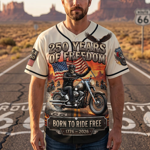 “Born to Ride Free” - Customizable Rough Badass Motorcycle Jersey - Perfect Gift for Bikers and Motorcycle Enthusiasts AOP Products PopCulturePrints