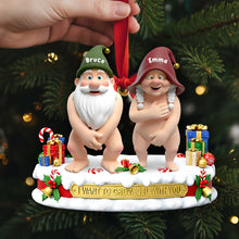Load image into Gallery viewer, I Want to Grow Old with You - Mischievous Gnome Couple Acrylic Ornament - Personalized Gift for Couples Ornament PopCulturePrints
