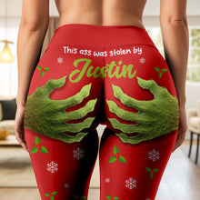 Load image into Gallery viewer, “This ass belongs to [Name]” - Naughty Couple Hands Leggings - Personalized Gift for Her Shorts and Pants PopCulturePrints
