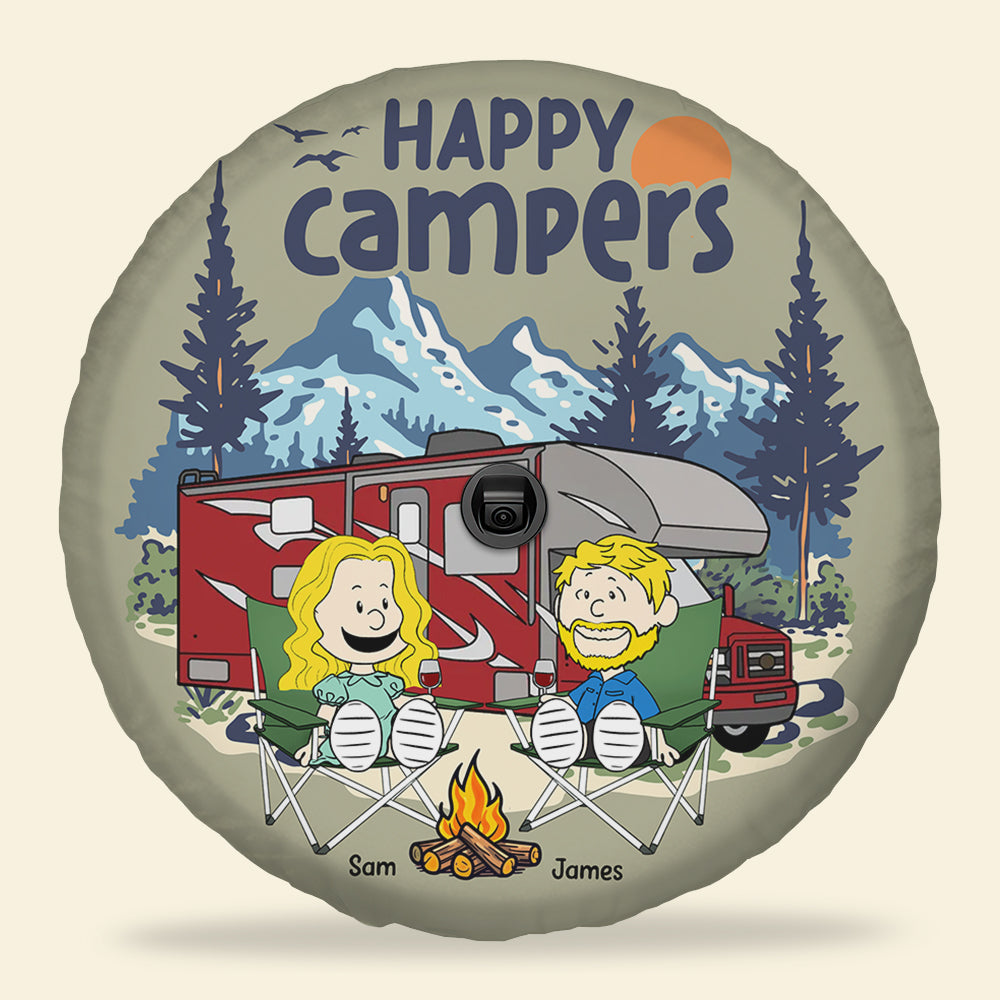 Personalized Happy Campers Tire Cover - Perfect Gift for Camping Couples Tire Covers PopCulturePrints