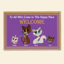 Load image into Gallery viewer, Personalized Family Cat Doormat - Welcome to Our Happy Place Doormat PopCulturePrints
