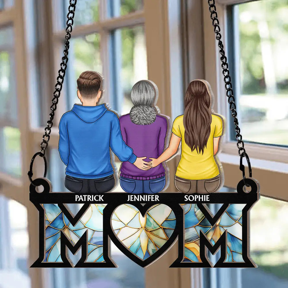 "The Unbreakable Bond: A Personalized Gift for Moms and Grandmas" - Custom Window Hanging Suncatcher Ornament Suncatcher Ornament PopCulturePrints