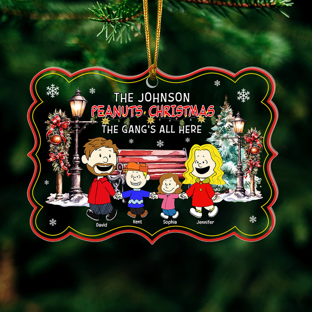 Personalized Christmas Family Acrylic Ornament - Peanuts Theme