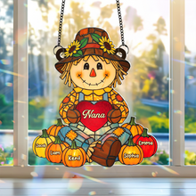 Load image into Gallery viewer, “A Grandma&#39;s Love Shines Bright” - Autumn Scarecrow Suncatcher - Personalized Gift for Grandma, Nana, Mom and Special Loved Ones Ornament PopCulturePrints
