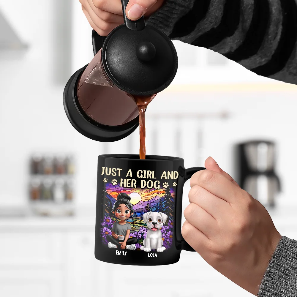 Just A Girl And Her Dog - Personalized Black Mug for Dog Lovers Mug PopCulturePrints