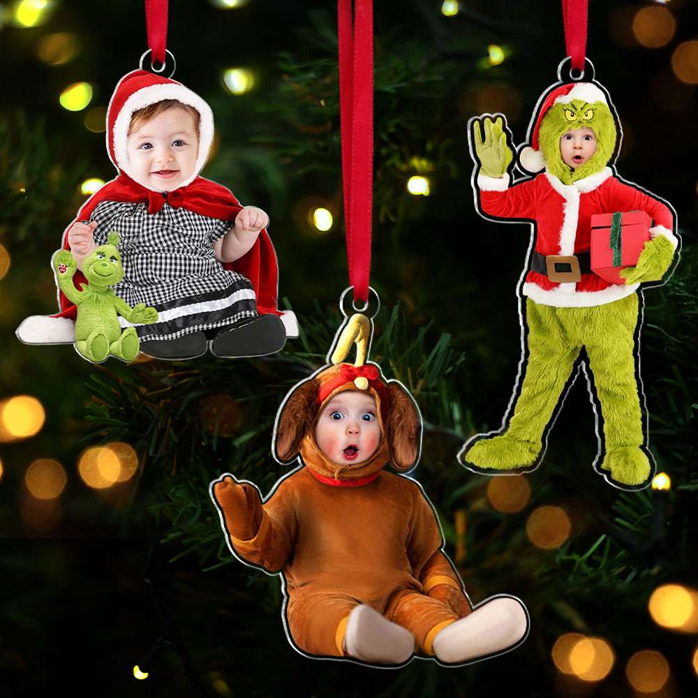 Personalized Funny Christmas Costumes Kid Photo Acrylic Ornaments