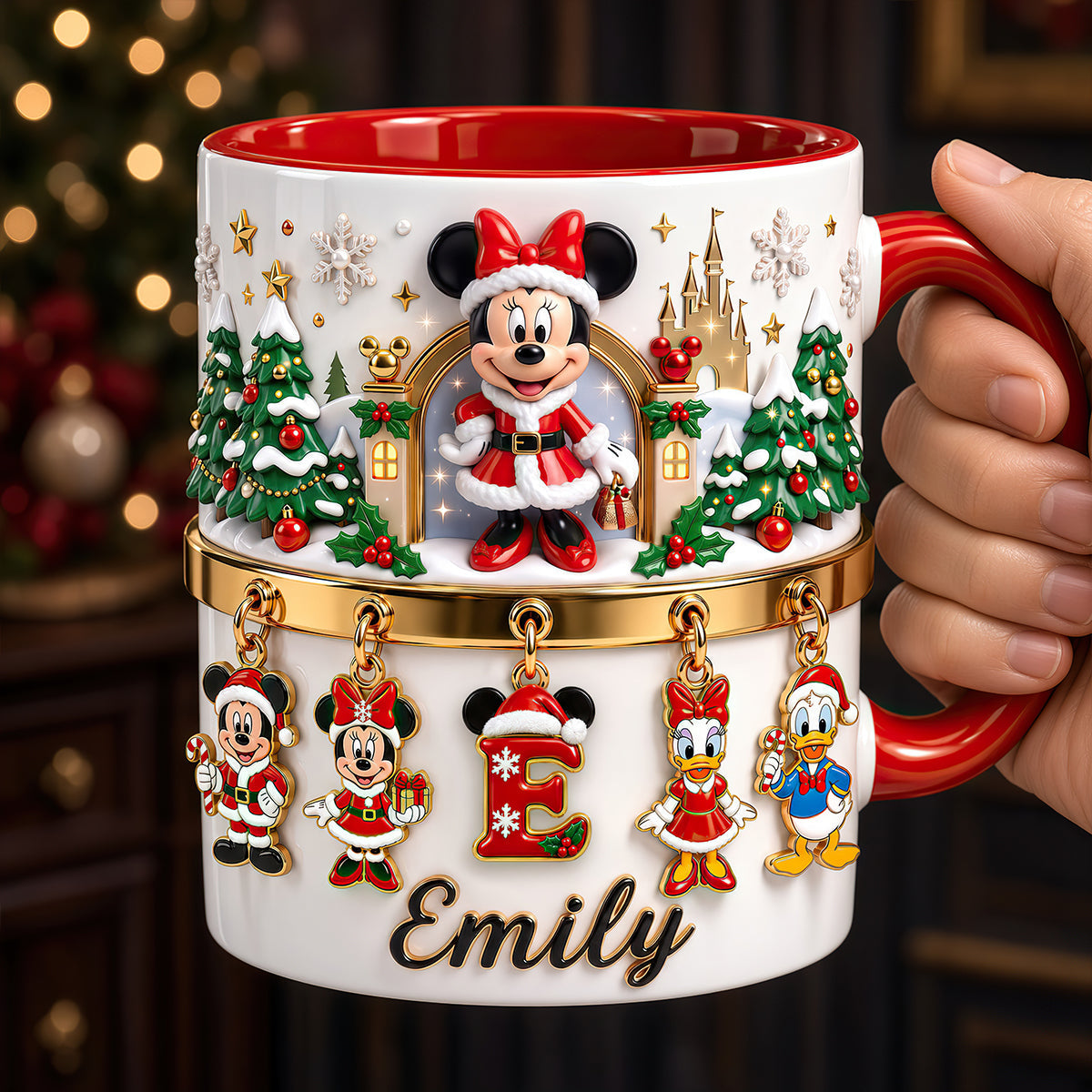 “Celebrate the Season with a Touch of Magic” - Cute Alphabet Christmas Accent Mug - Personalized Gift for Friends and Family Coffee Mug PopCulturePrints