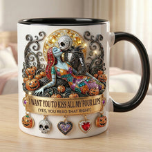 Load image into Gallery viewer, Kiss of Love - Personalized Kissing Skeleton Couple Coffee Mug | Perfect Gift for Couples Coffee Mug PopCulturePrints

