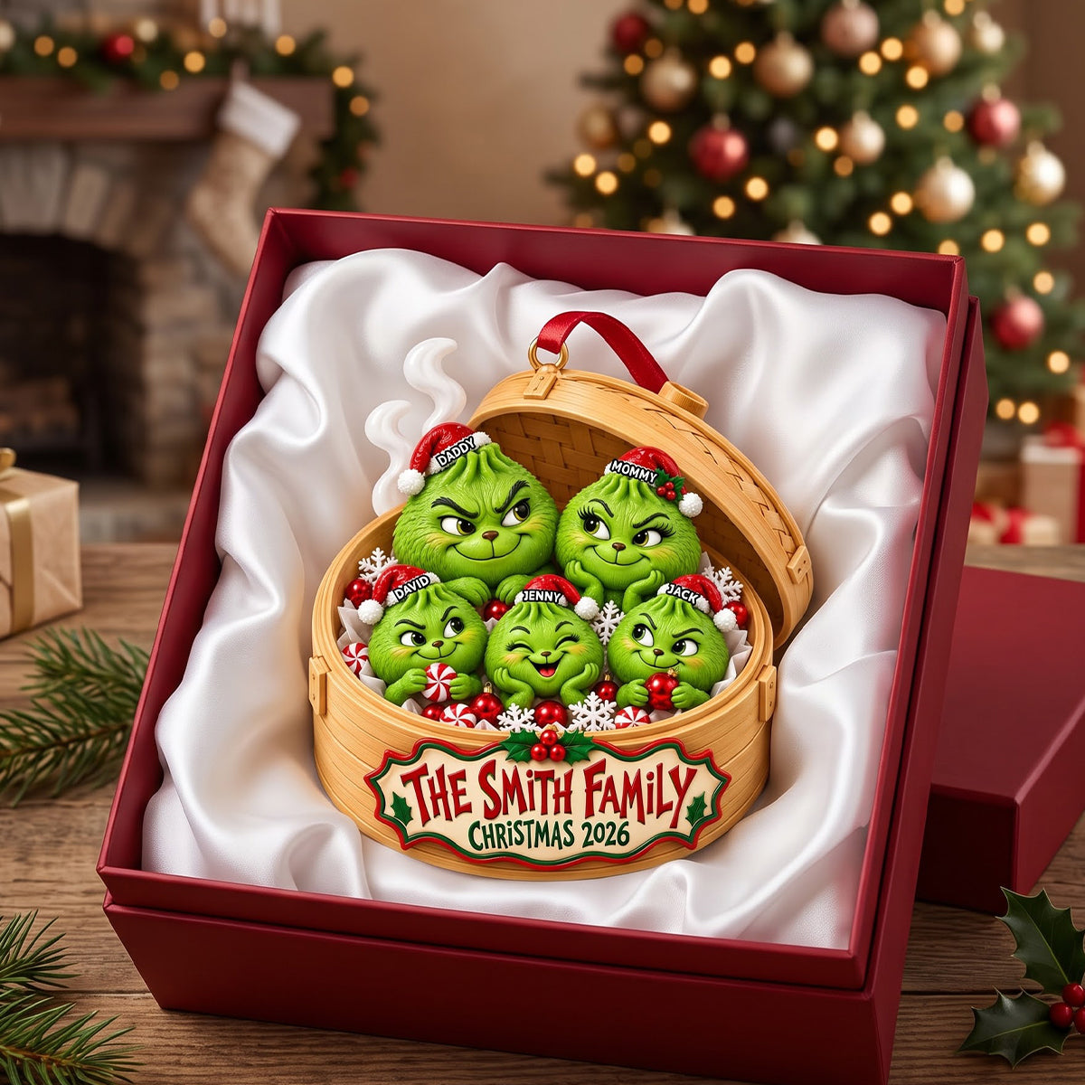 “Celebrate Your Family's Uniqueness” - Personalized Christmas Dumpling Family Ornament