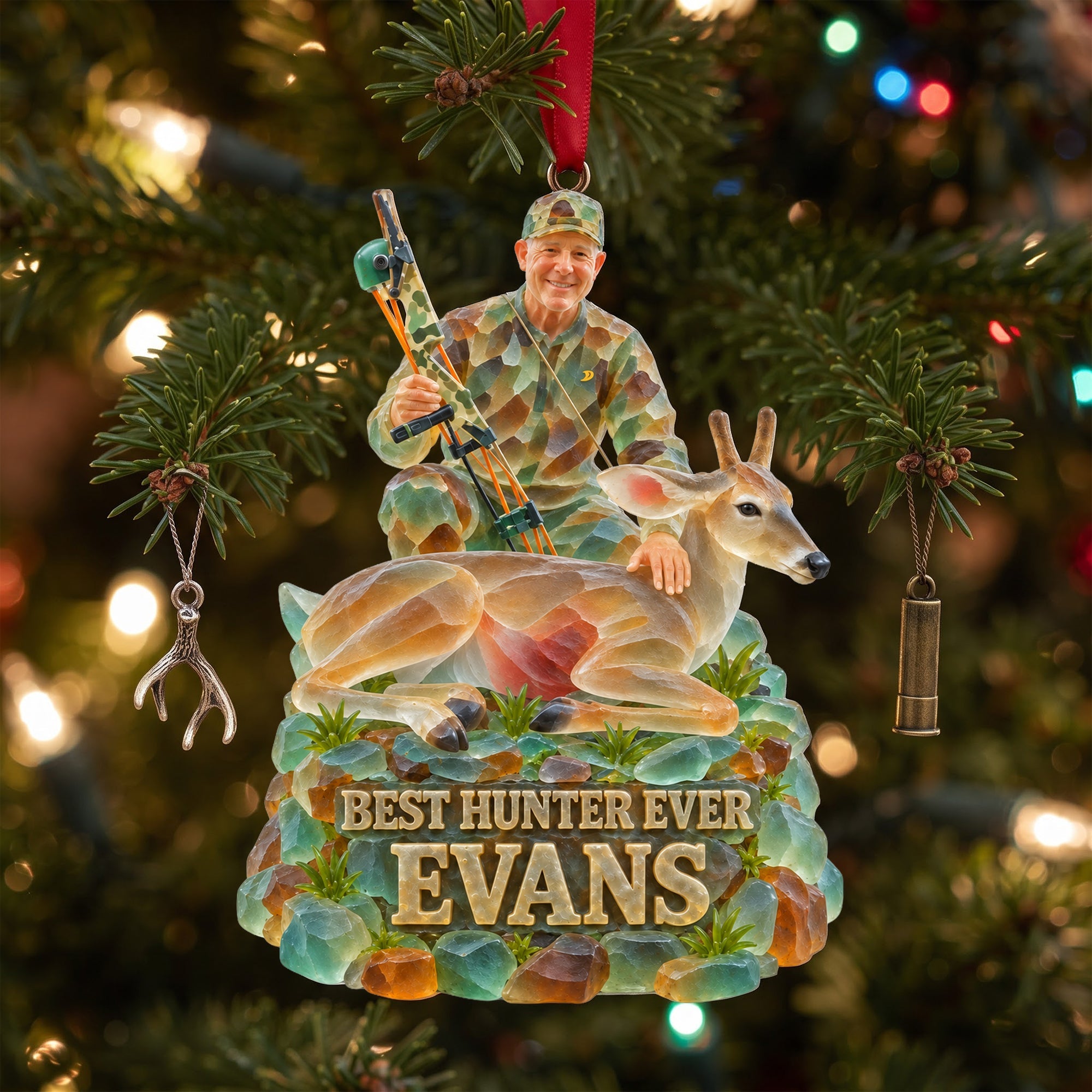 "Best Hunter Ever" - Personalized Acrylic Ornament | Custom Photo Christmas Gift for Hunters Ornament PopCulturePrints