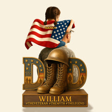 Load image into Gallery viewer, &quot;A Veteran Dad: The Legend That Inspires&quot; - Personalized Veteran Dad Plaque - Unique Gift for Fathers, Grandpas, and Heroes Shaped Plaques PopCulturePrints
