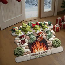 Load image into Gallery viewer, Merry Grinchmas Family Door Mat - Personalized Holiday Gift for Families Doormat PopCulturePrints
