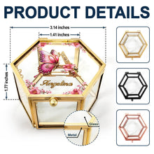 Load image into Gallery viewer, Embrace Elegance: Personalized Flower Butterfly Monogram Glass Jewelry Box Jewelry Box PopCulturePrints
