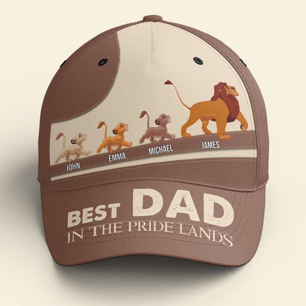 Personalized Lion Family Dad Cap - Custom Names Father's Day Gift