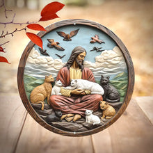 Load image into Gallery viewer, Jesus Christ Embracing Lamb Metal Sign - Home Decor
