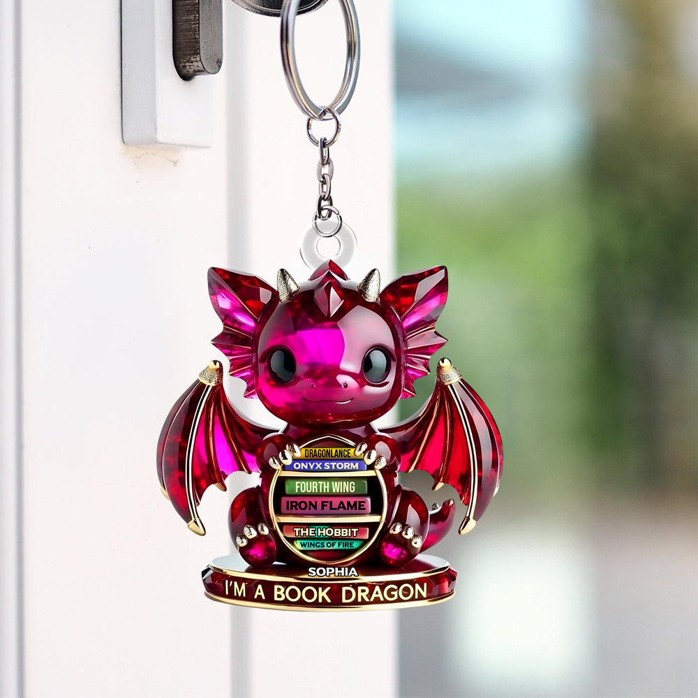“I’m a Book Dragon” – Personalized Keychain for Book Lovers Keychains PopCulturePrints