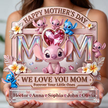Load image into Gallery viewer, We Love You, Mom! - Personalized Pink Heart Mom Acrylic Plaque - Unique Gift for Mom &amp; Grandma Light Box PopCulturePrints
