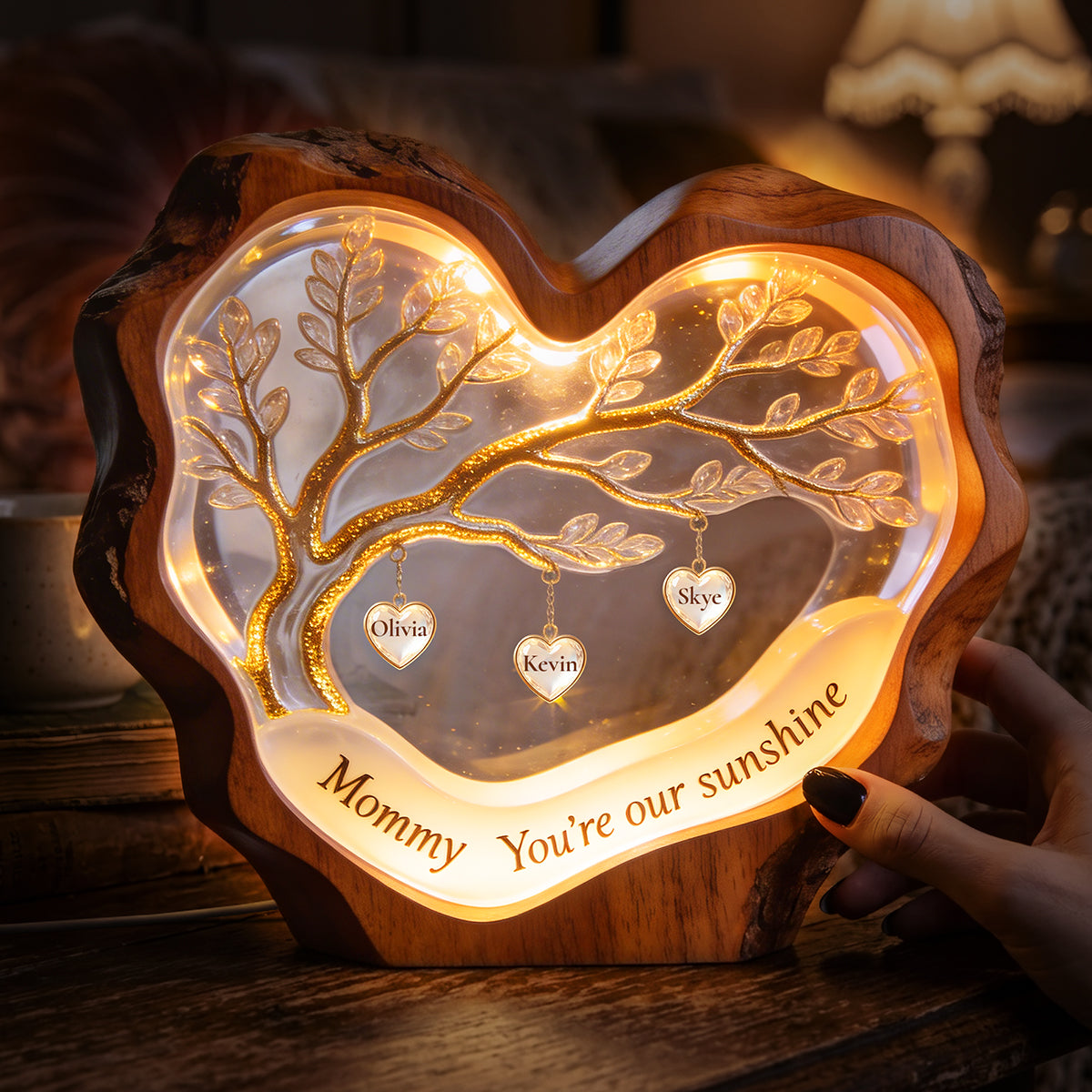 "Mommy, You're Our Sunshine" - Personalized Sweet Little Love Heart Light Box - Gift for Mom, Grandma, and Loved Ones Light Box PopCulturePrints
