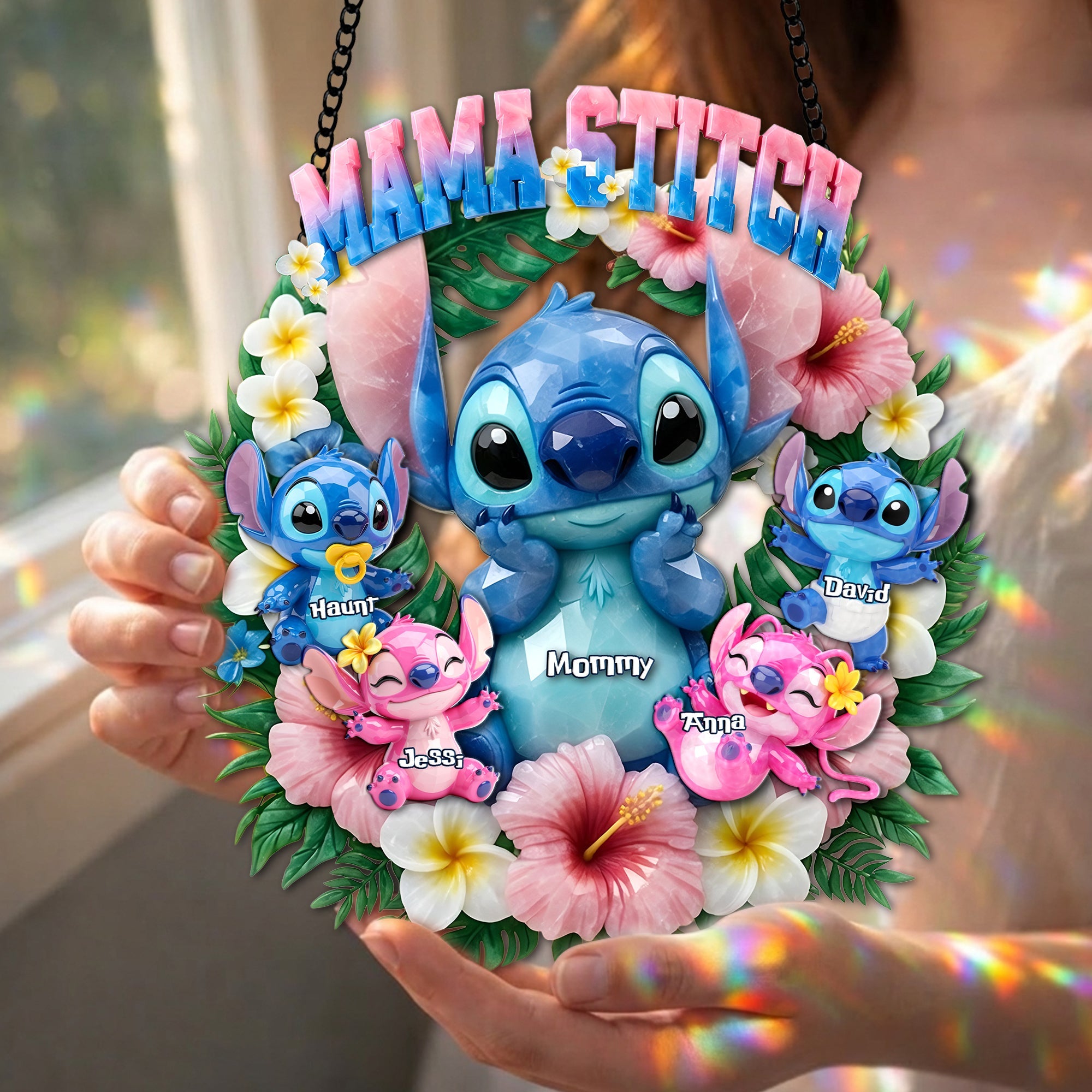 "Mama's Little Chaos Crew" - Personalized Suncatcher for Mom - Unique Gift for Mother's Day, Grandma & More Ornament PopCulturePrints
