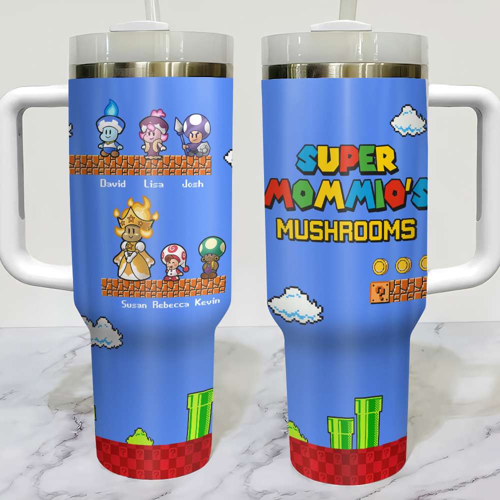 Super Mom Video Game Theme Personalized Tumbler for Mother's Day Tumbler Cup PopCulturePrints