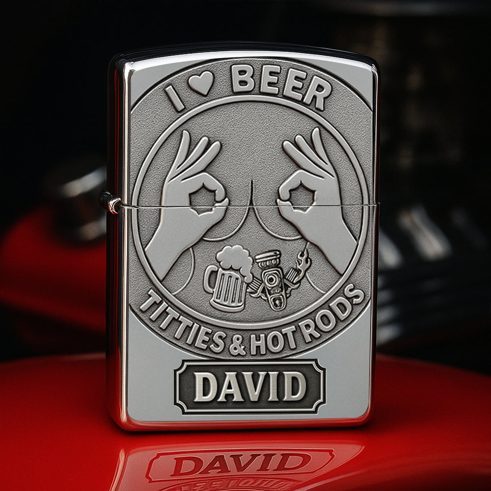 I Love Beer - Custom Hot Rod Lighter - Personalized Gift for Hot Rod Enthusiasts Lighter PopCulturePrints