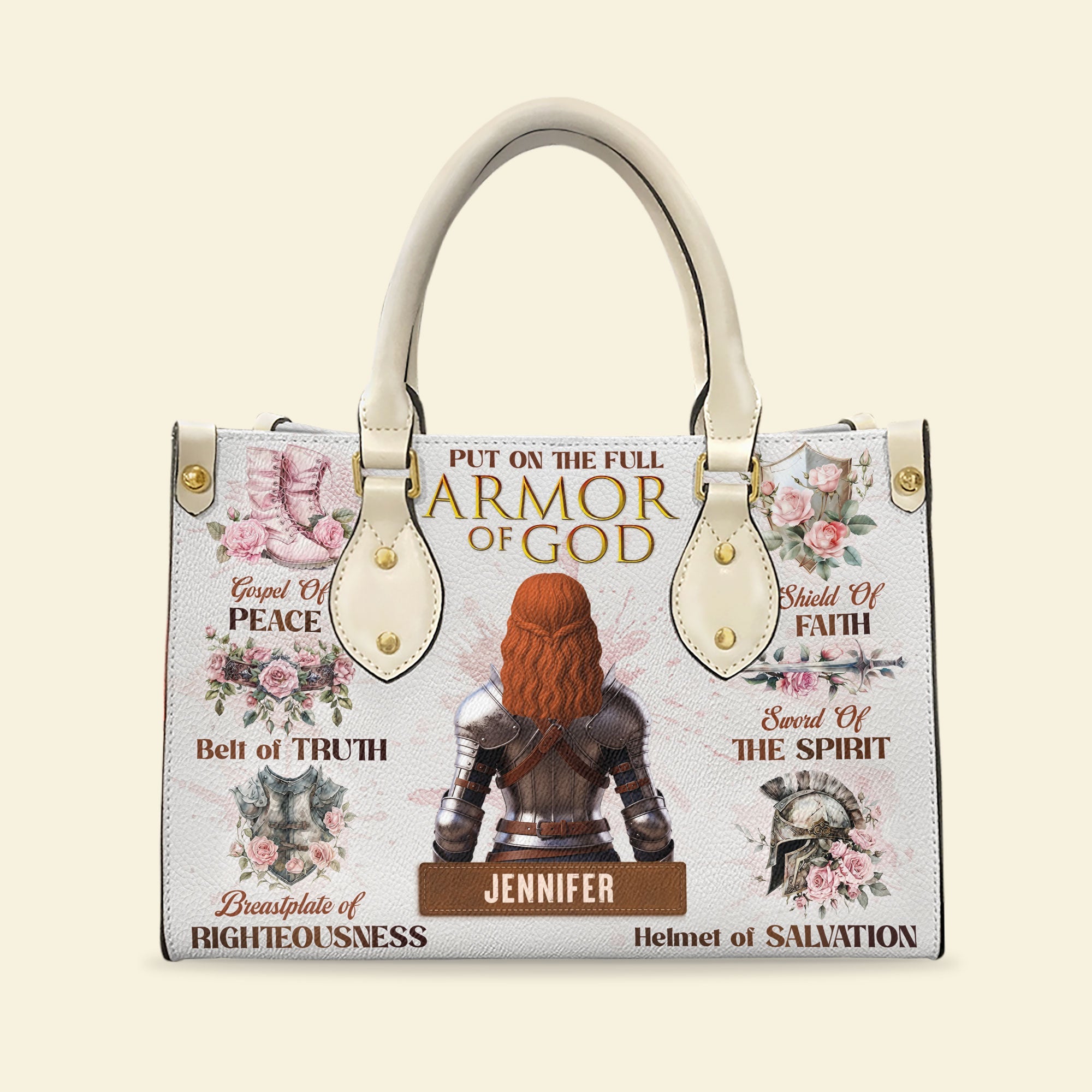 Put on the Full Armor of God - Knight Woman Leather Bag - Personalized Gifts for Her Leather Bag PopCulturePrints