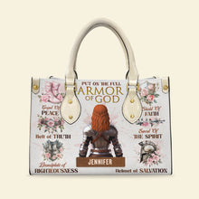 Load image into Gallery viewer, Put on the Full Armor of God - Knight Woman Leather Bag - Personalized Gifts for Her Leather Bag PopCulturePrints
