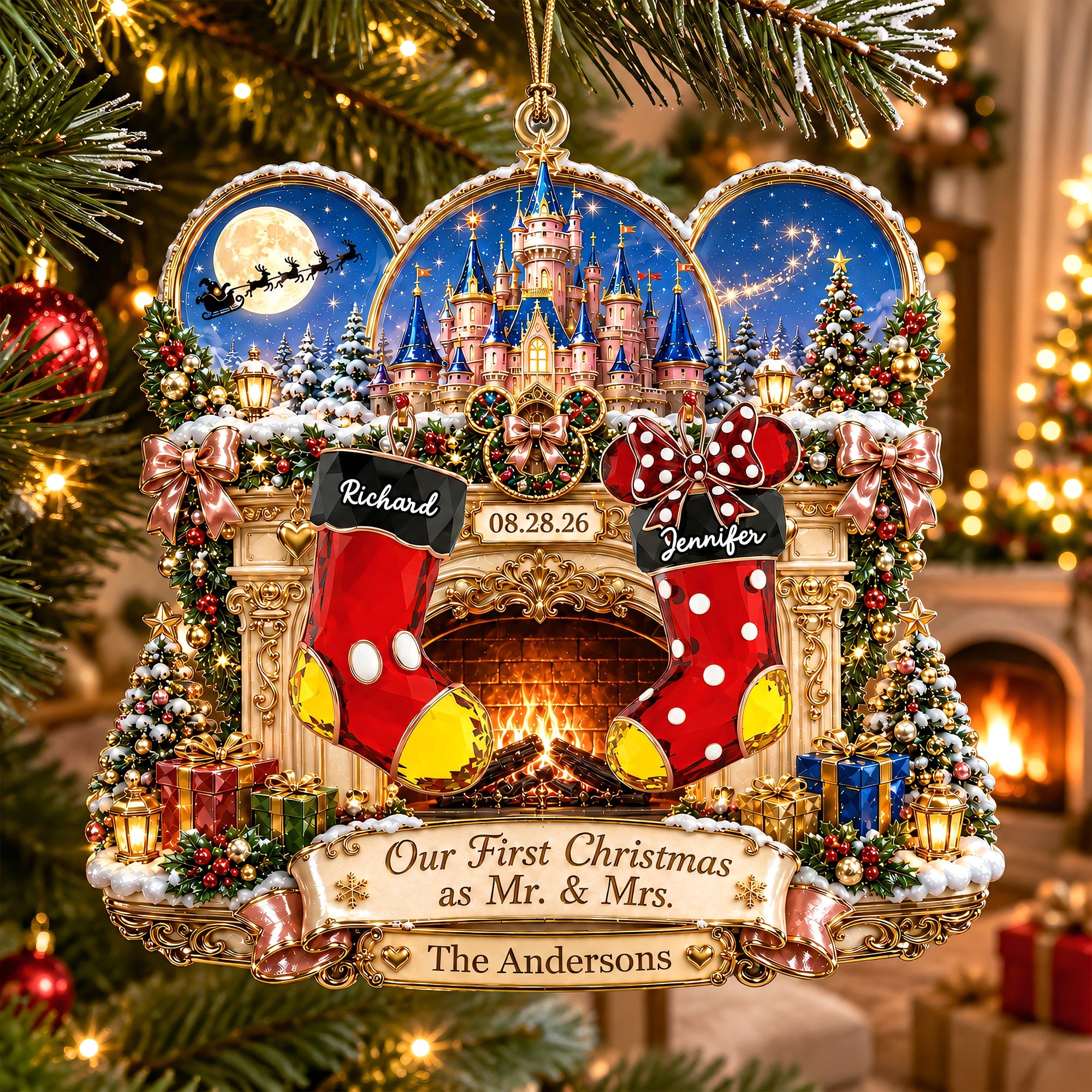 Celebrate Your Love: Our First Christmas as Mr. & Mrs. - Personalized Newly Married Couple Ornament