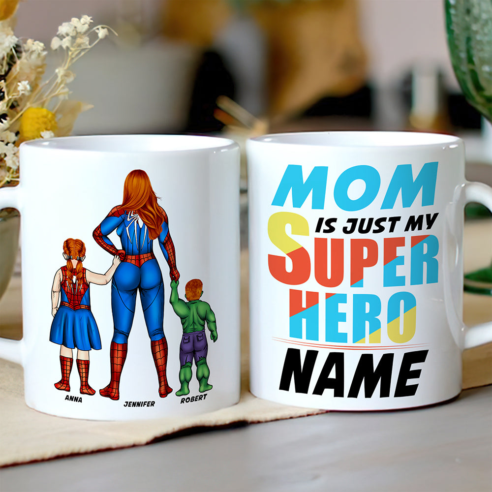 “Mom is Just My Super Hero” - Personalized Coffee Mug for Mom and Grandma Coffee Mug PopCulturePrints