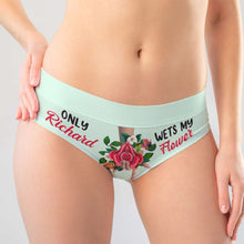 Load image into Gallery viewer, Personalized Couple's Briefs - 'Only Richard Wets My Flower' Design Boxer Briefs PopCulturePrints
