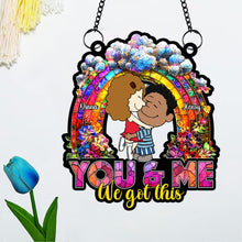 Load image into Gallery viewer, Personalized Acrylic Suncatcher - Rainbow Flower Couple Suncatcher PopCulturePrints
