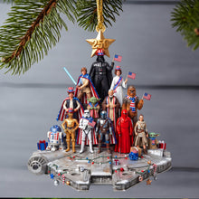 Load image into Gallery viewer, “Celebrate Their Patriotism with a Touch of the Universe” - Personalized Patriotic Universe Squad Side Ornament - Unique Gift for Star Wars Fans, Family, and Friends
