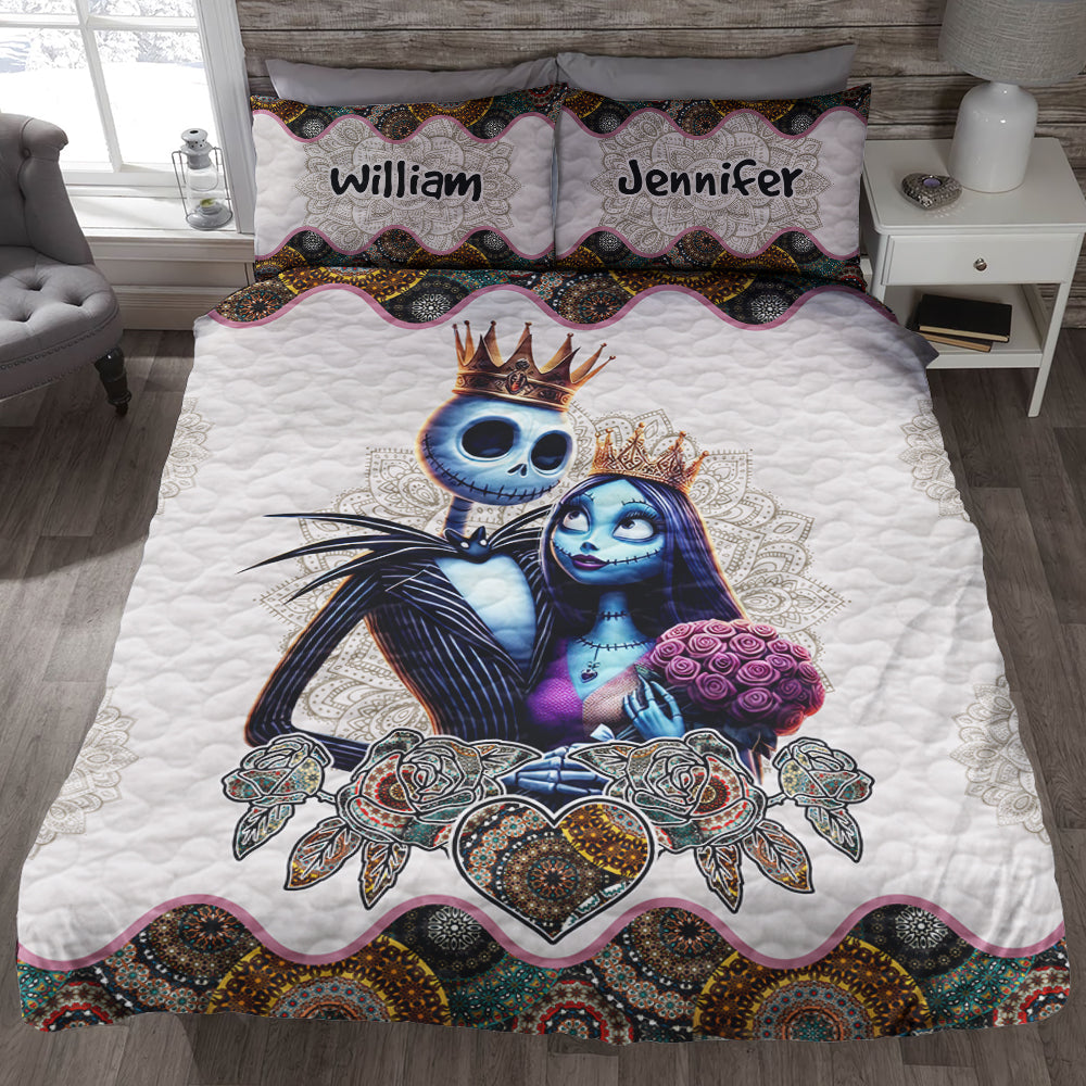Valentine's Day Gifts: Spooky Love Personalized Quilt Bed Set for Couples - Unique Gift Blanket PopCulturePrints