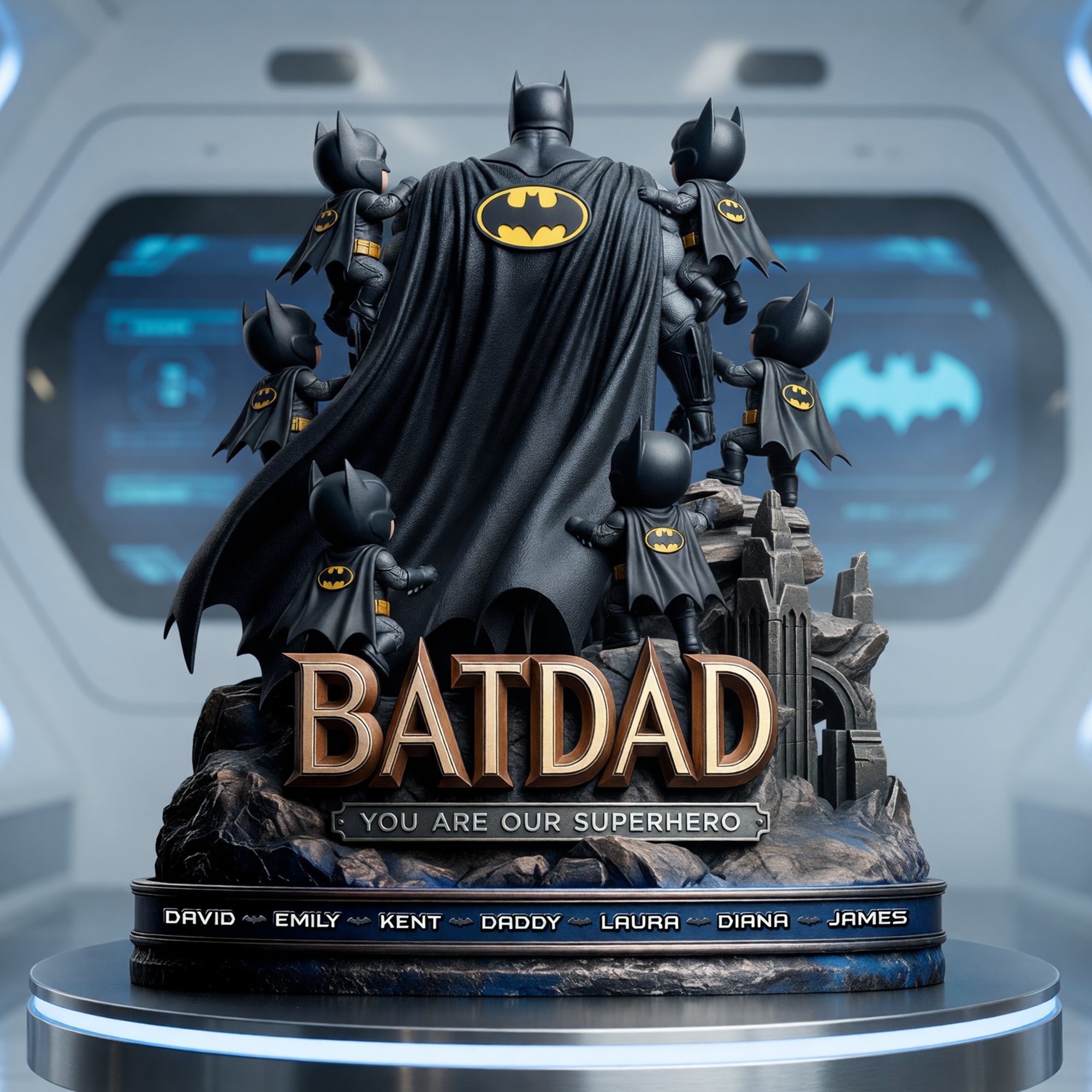 You Are Our Superhero - Personalized Shadow Dad And Kids Acrylic Plaque - Unique Gift for Dads, Grandpas, and More Shaped Plaques PopCulturePrints