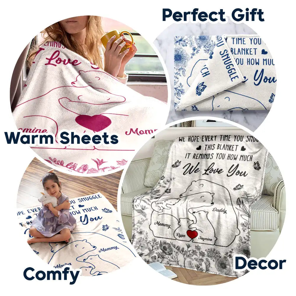We Love You: A Heartwarming Reminder - Personalized Fleece Blanket for Families Fleece Blanket PopCulturePrints