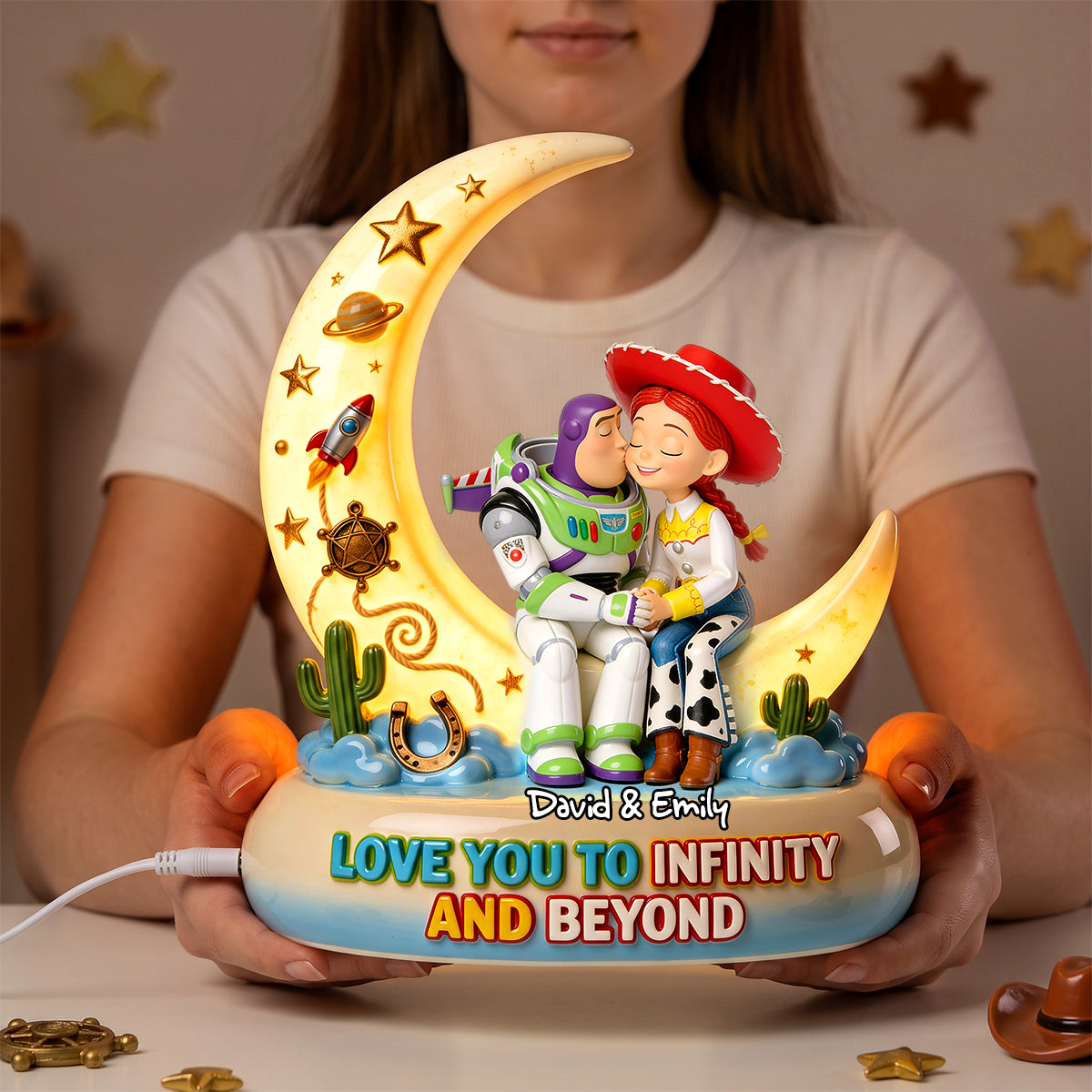 Love You To Infinity And Beyond Acrylic Light Box - Personalized Gift for Couples Light Box PopCulturePrints