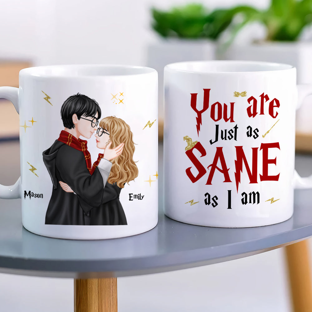 Personalized Magic Fan Couple Mug Set - 'You Are Just as Sane as I Am'