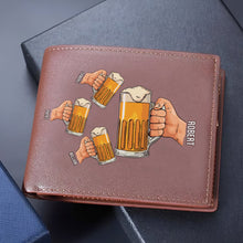 Load image into Gallery viewer, Personalized PU Leather Wallet for Dad - Beer Mug Design Leather Wallet PopCulturePrints
