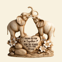 Load image into Gallery viewer, Having Ele-Fun Together - Personalized Elephant Couple Plaque - Unique Gift for Couples Shaped Plaques PopCulturePrints
