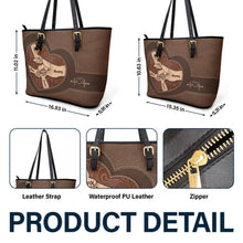 Load image into Gallery viewer, Holding Hands Icon - Personalized Leather Tote Bag for Mom &amp; Grandma Leather Tote Bag PopCulturePrints
