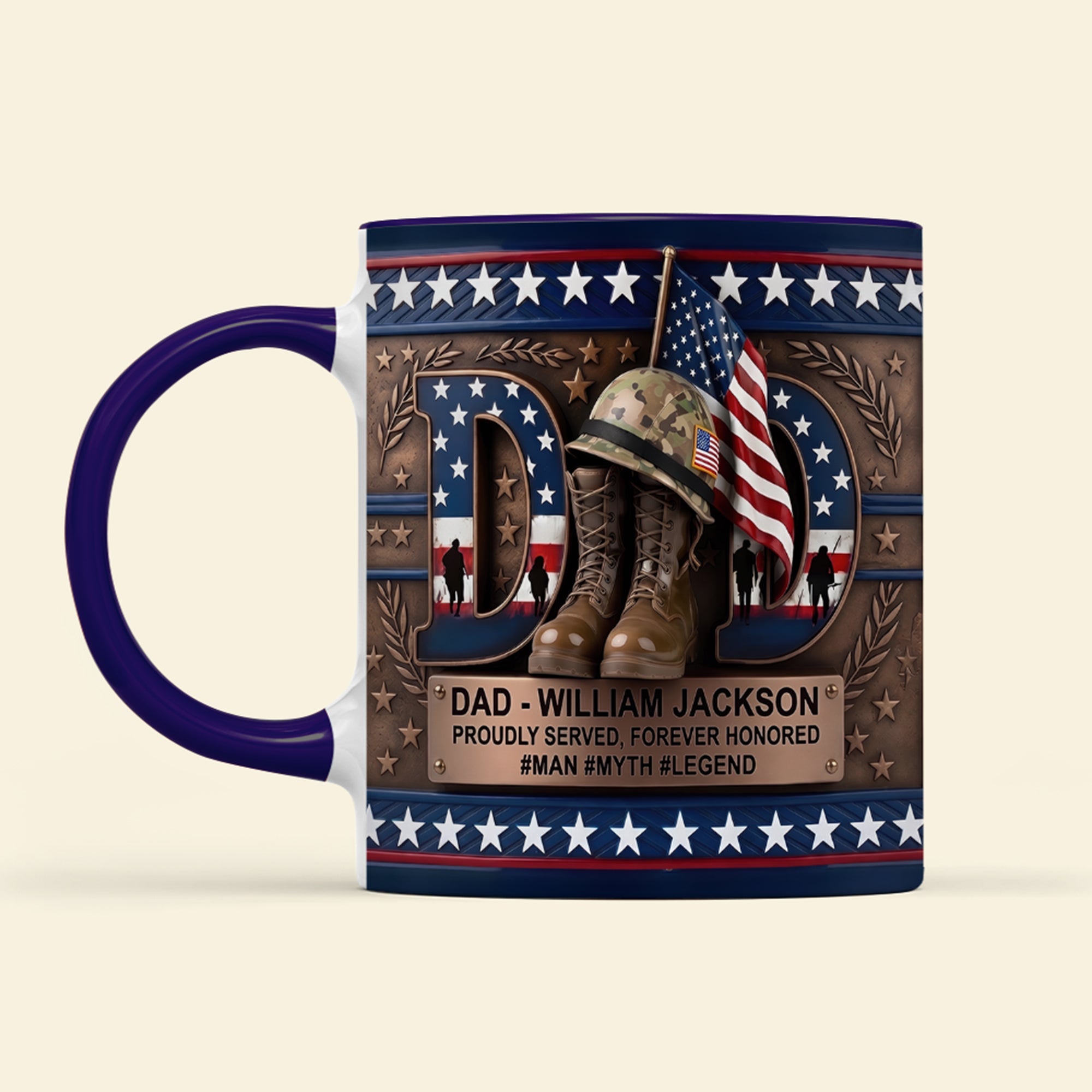 "Proud Veteran Dad - Personalized Tribute to Service" - Coffee Accent Mug | Gift for Dad, Grandpa, and Veterans Coffee Mug PopCulturePrints