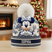 Load image into Gallery viewer, “Bring Joy to the Holiday Season” - Cute Characters Bobble Beanie Hat - Personalized Christmas Gift Hat PopCulturePrints
