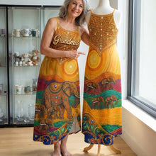 Load image into Gallery viewer, Celebrate Love with Customizable Elephant Grandma Maxi Dress - Perfect Gift for Mom and Grandma Dress PopCulturePrints
