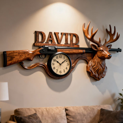 Time to Hunt: Personalized Hunting Deer Acrylic Wall Clock - Unique Gift for Hunters Hanging Wall Clock PopCulturePrints